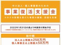 事業復活支援金の専用サイトがオープン